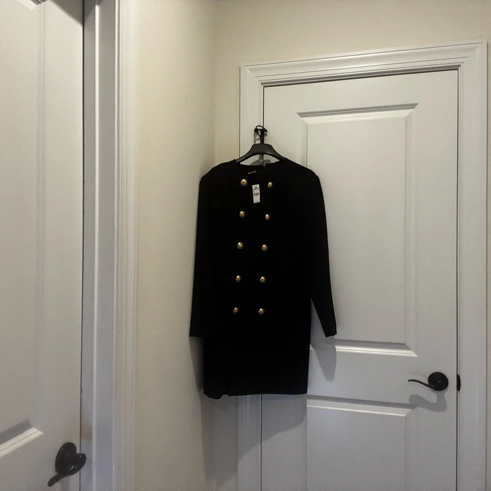 Express Black Long Sleeve Dress with Gold Buttons - Picture 1 of 2
